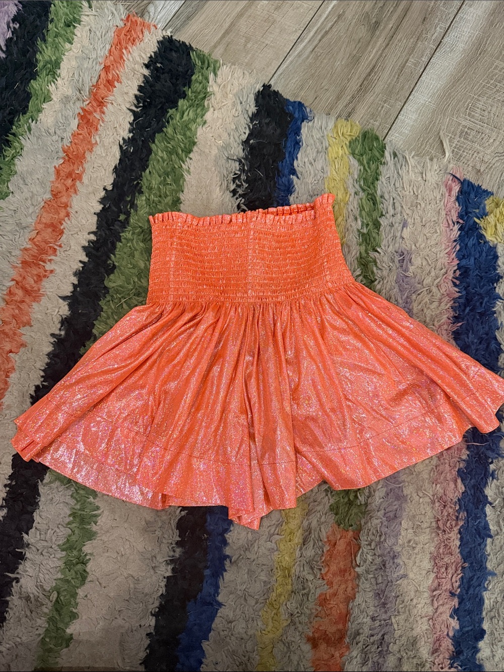 QUEEN OF SPARKLES Coral Shimmer Circle Skater Skirt
